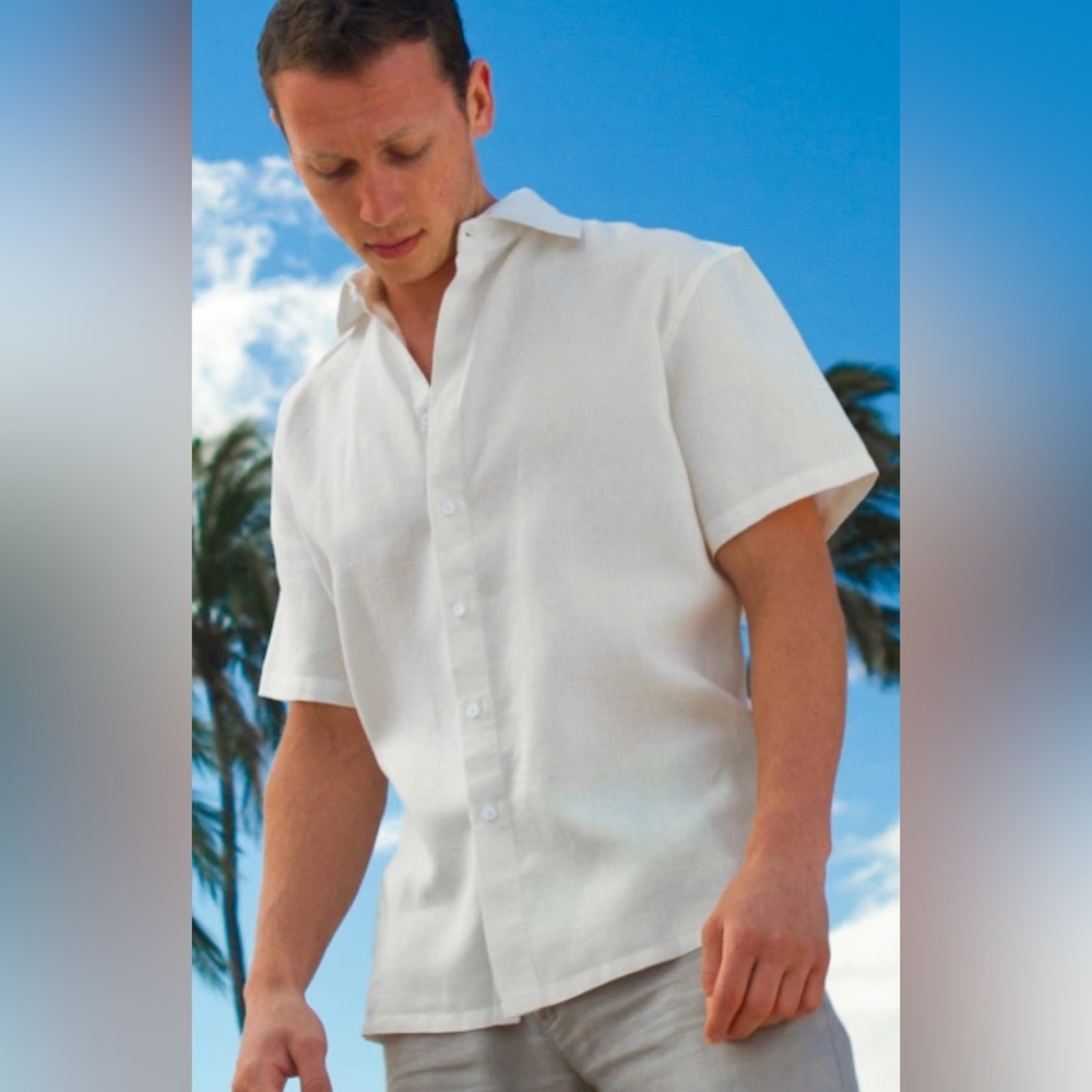 Island Importer Amalfi s/s Linen Shirt XL Ivory